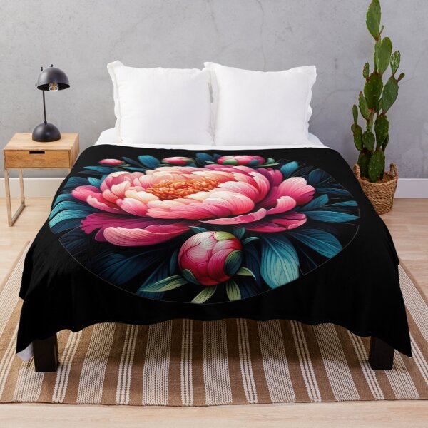 Item preview, Pink Peony retro floral flowers designed and sold by Expressions-Sel.