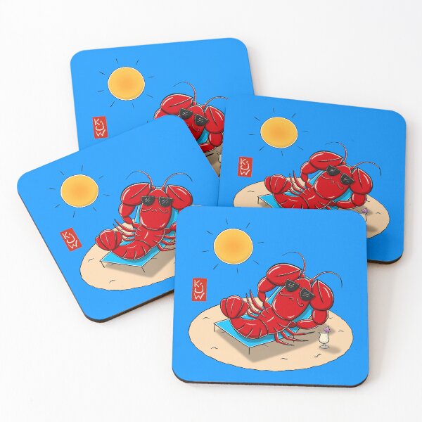 Item preview, Lobster Sunbathing - Lobster Cartoon designed and sold by katwuArt.