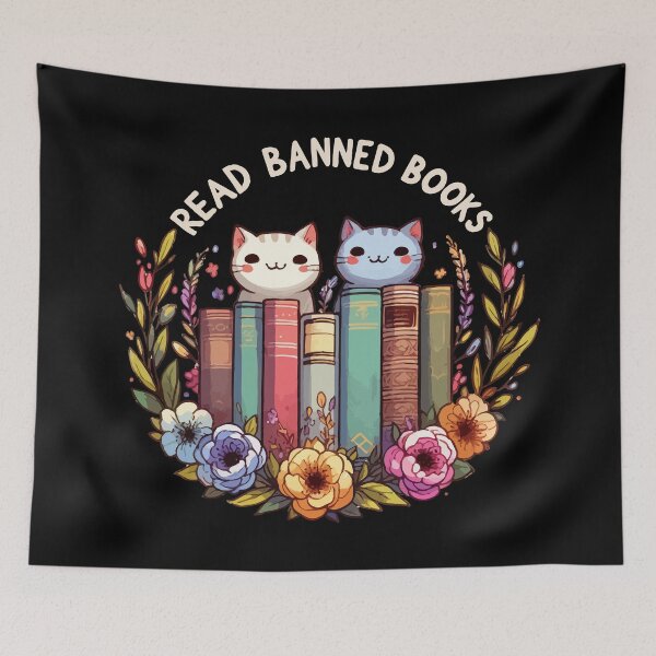Item preview, Read Banned Books Floral Cats designed and sold by TomFrontierArt.