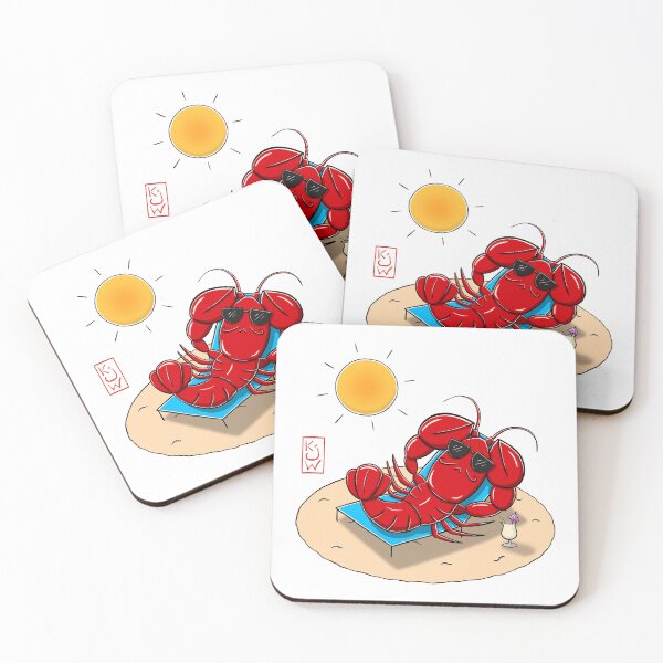 Item preview, Lobster Sunbathing - Lobster Cartoon designed and sold by katwuArt.