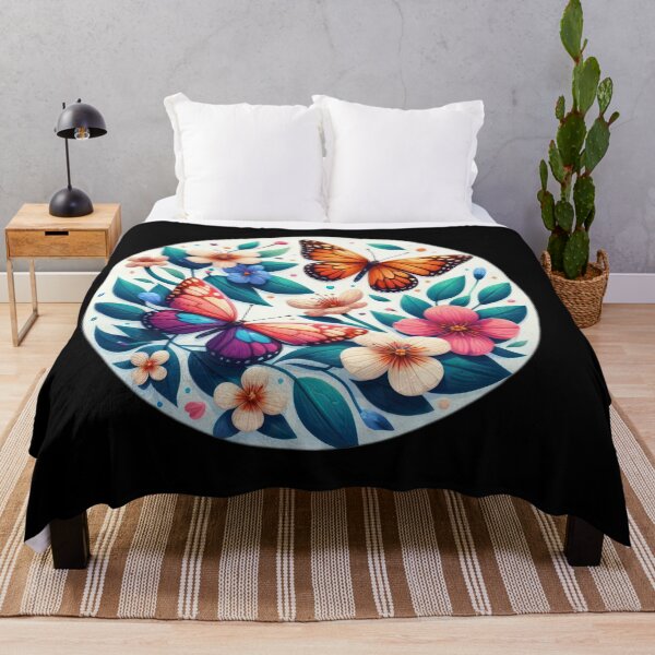 Item preview, Colorful butterflies with flowers retro floral flowers designed and sold by Expressions-Sel.