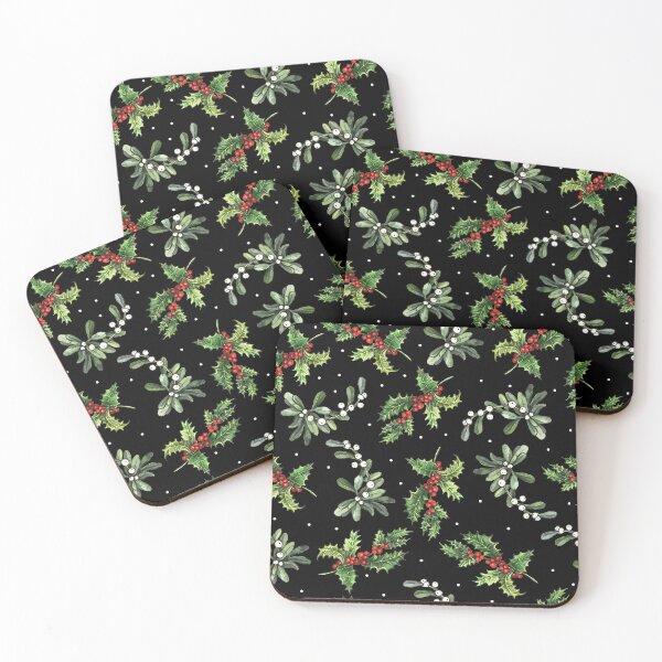 Item preview, Watercolor pattern with Christmas plants and snow designed and sold by Anna  Yudina.