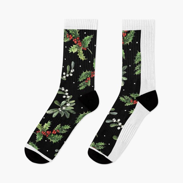 Item preview, Watercolor pattern with Christmas plants and snow designed and sold by Anna  Yudina.