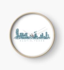 Austins, Texas Skyline (Vintage Blau) Uhr