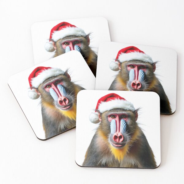 Item preview, Funny Mandrill Wearing Christmas Hat designed and sold by LazyOwlStore.