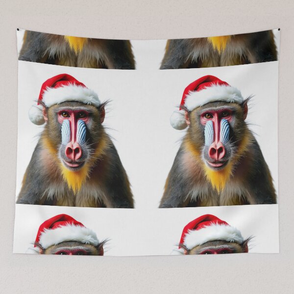 Item preview, Funny Mandrill Wearing Christmas Hat designed and sold by LazyOwlStore.