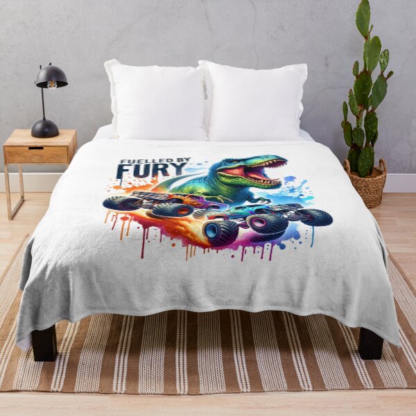Item preview, Fuelled by fury – T-Rex Chasing Monster Trucks Design for T-Shirts, Stickers, & Mugs designed and sold by artedigital99.