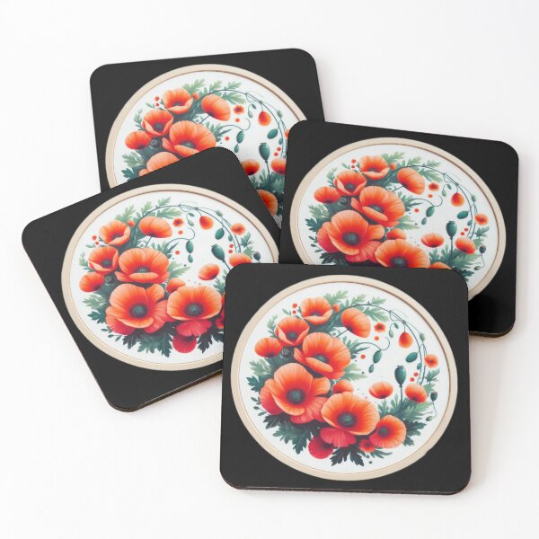 Item preview, Poppies Art retro floral flowers designed and sold by Expressions-Sel.