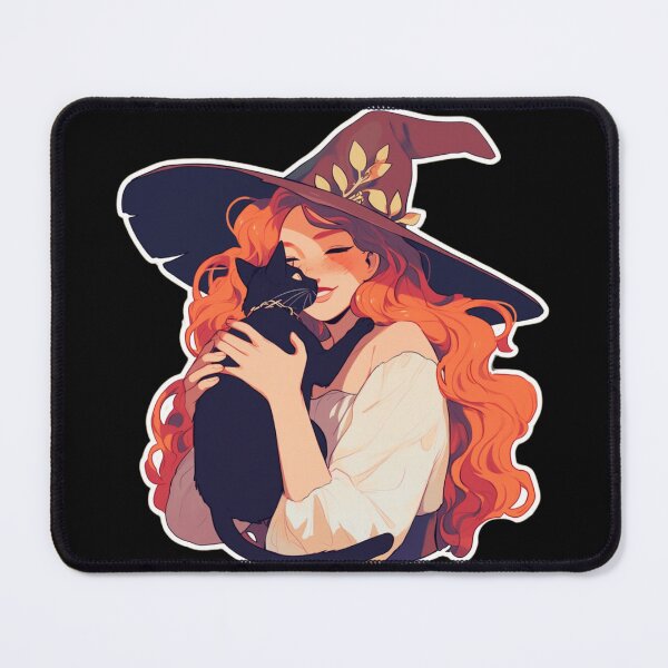 Item preview, Red headed Witch with her black cat designed and sold by MendaciousMina.