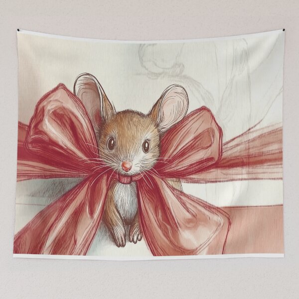 Item preview, mouse in bow designed and sold by PricklyPeanut.