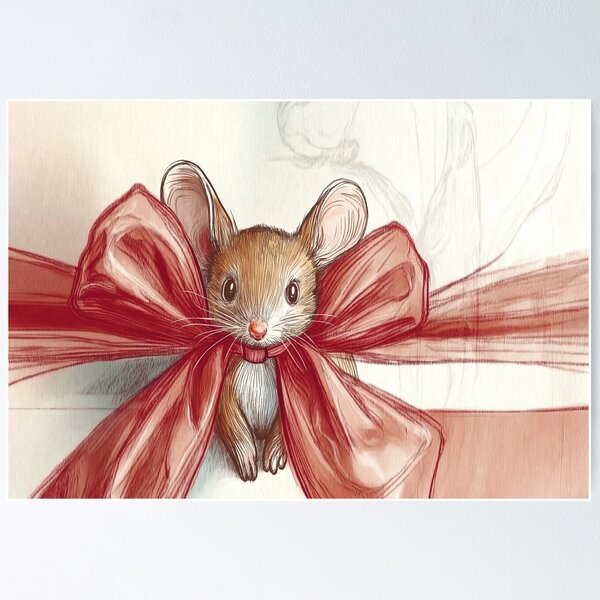 Item preview, mouse in bow designed and sold by PricklyPeanut.