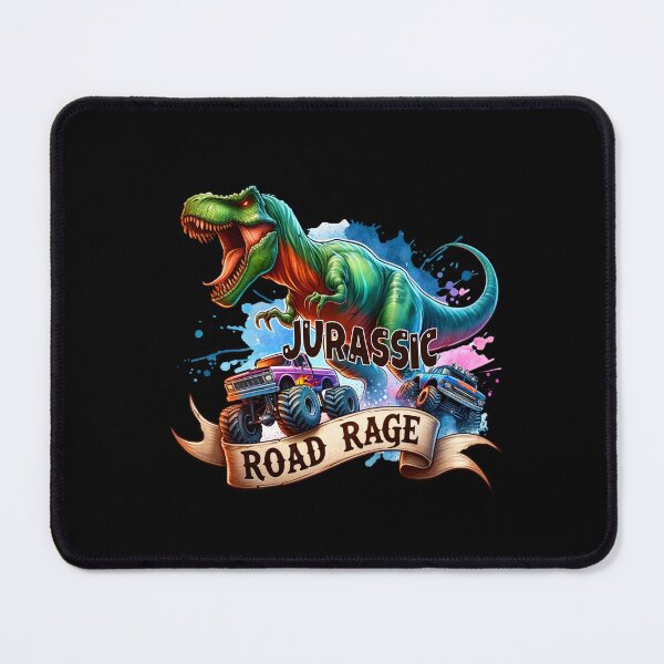 Item preview, Jurassic Road Rage – T-Rex Chasing Monster Trucks Design for T-Shirts, Stickers, & Mugs designed and sold by artedigital99.