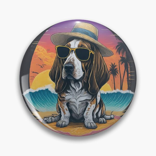 Item preview, araffe dog wearing sunglasses and a hat sitting on a beach designed and sold by Keith Fraley.