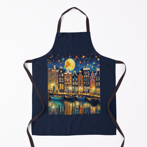 Item preview, "Starry Night Over Amsterdam: Iconic Canals and Narrow Houses" designed and sold by Artisticanvas.