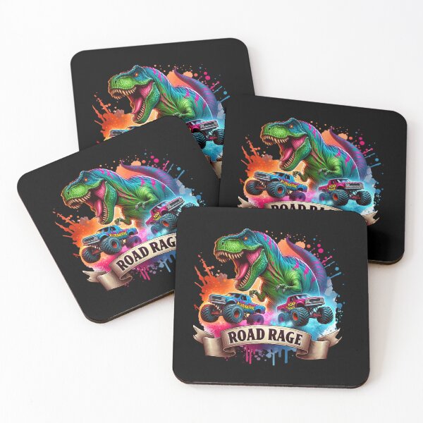 Item preview, Fury Unleashed – T-Rex Chasing Monster Trucks Art for Apparel & Accessories designed and sold by artedigital99.