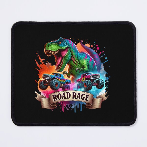 Item preview, Fury Unleashed – T-Rex Chasing Monster Trucks Art for Apparel & Accessories designed and sold by artedigital99.