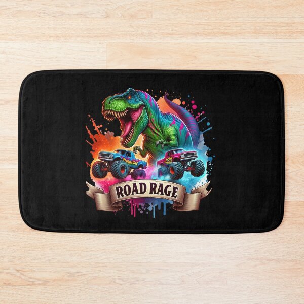 Item preview, Fury Unleashed – T-Rex Chasing Monster Trucks Art for Apparel & Accessories designed and sold by artedigital99.