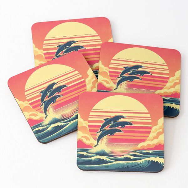 Item preview, Dolphin, Dolphine, Dolphines, Sunset, Vitage, Sea, sun, clouds designed and sold by hardingcarl2.