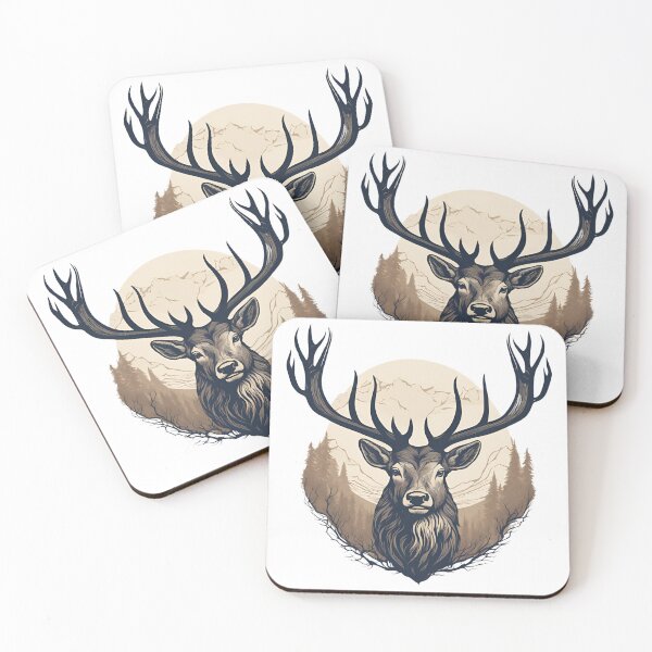Item preview, Stag Head with Antlers and Mountain Background designed and sold by Creastore.