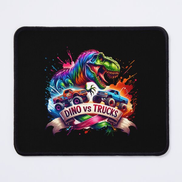 Item preview, Dino VS trucks – T-Rex Chasing Monster Trucks Design for Apparel & Accessories" designed and sold by artedigital99.