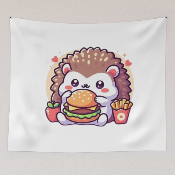 Item preview, hedgehog eating burger designed and sold by Eternalski.