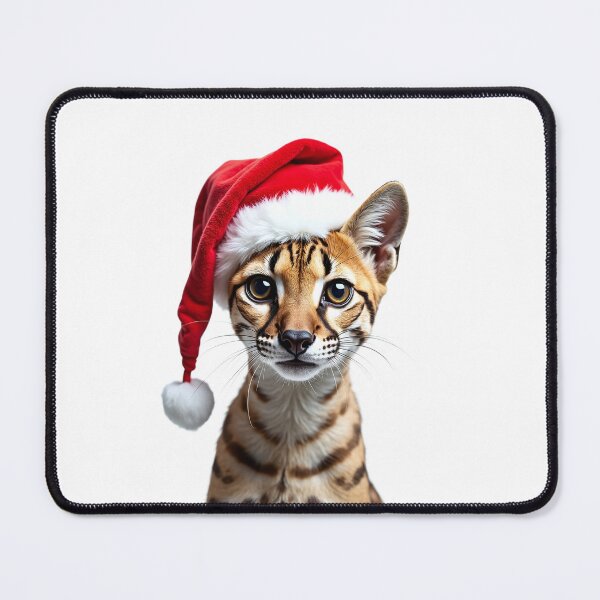 Item preview, Funny Ocelot Wearing Christmas Hat designed and sold by LazyOwlStore.