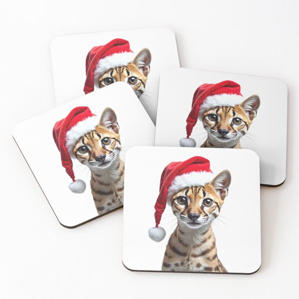 Item preview, Funny Ocelot Wearing Christmas Hat designed and sold by LazyOwlStore.