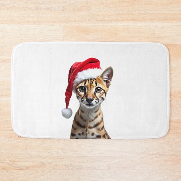 Item preview, Funny Ocelot Wearing Christmas Hat designed and sold by LazyOwlStore.