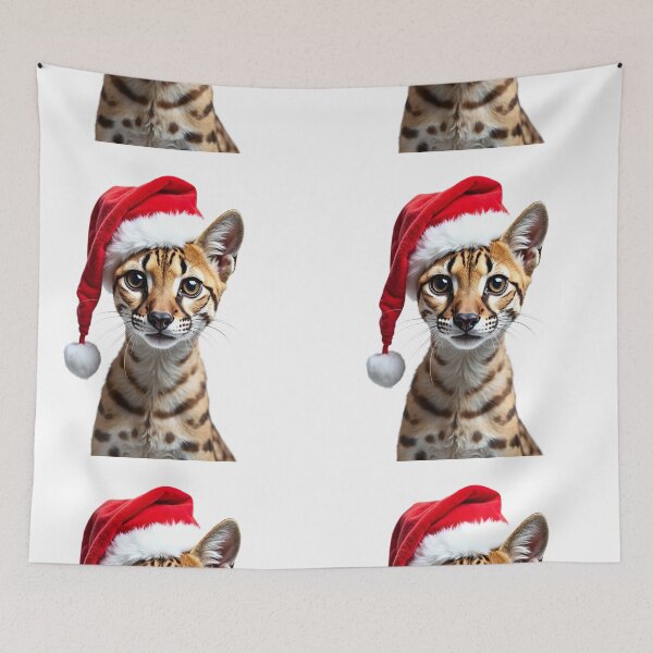 Item preview, Funny Ocelot Wearing Christmas Hat designed and sold by LazyOwlStore.