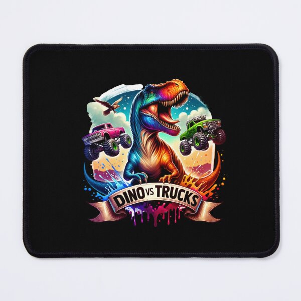 Item preview, Dino VS trucks – T-Rex Chasing Monster Trucks Design for Apparel & Accessories" designed and sold by artedigital99.