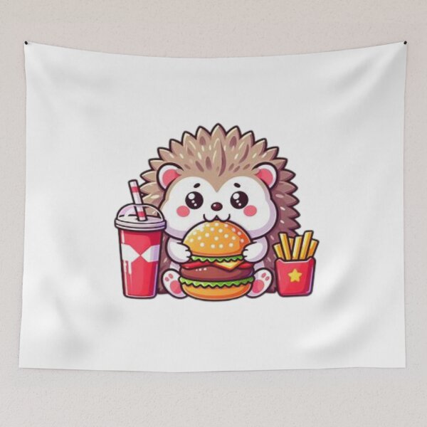 Item preview, hedgehog eating burger designed and sold by Eternalski.