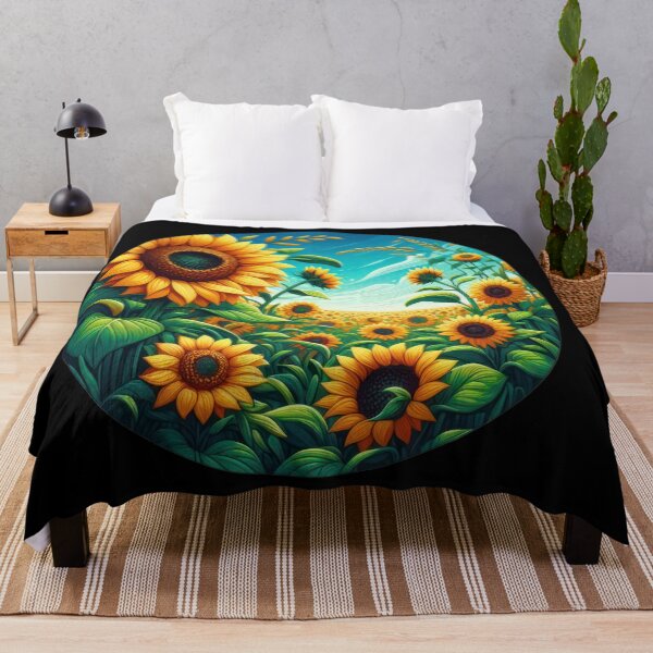 Item preview, Sunflower field with sunflowers retro floral flowers designed and sold by Expressions-Sel.