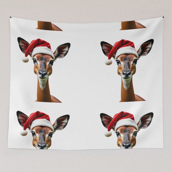 Item preview, Funny Okapi Wearing Christmas Hat designed and sold by LazyOwlStore.