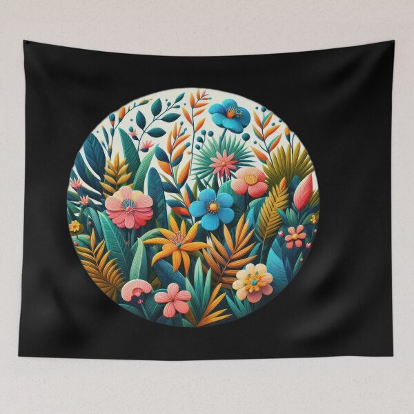 Item preview, tropical flowers retro floral flowers designed and sold by Expressions-Sel.