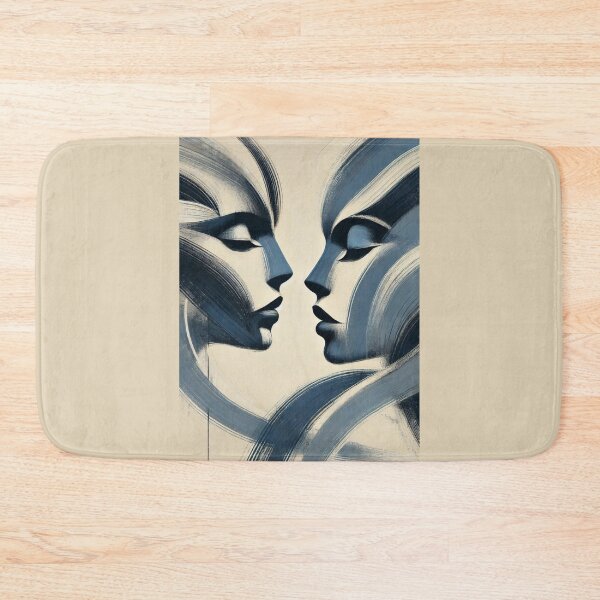 Item preview, Abstract Blue Faces - Dual Portrait designed and sold by Blink Art Studio.
