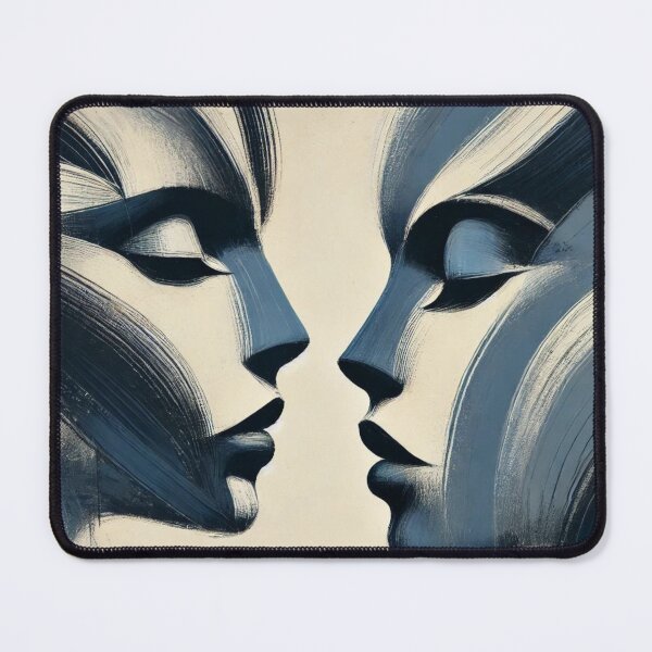 Item preview, Abstract Blue Faces - Dual Portrait designed and sold by Blink Art Studio.