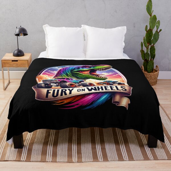 Item preview, Fury on Wheels – T-Rex Chasing Monster Trucks Design for Apparel & More designed and sold by artedigital99.