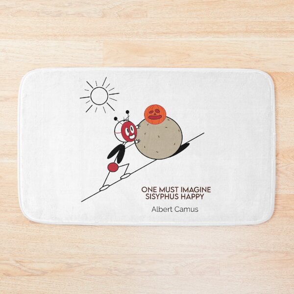 Item preview, One Must Imagine Sisyphus Happy Celebrating Halloween Philosophy Cartoons designed and sold by JoyfulSisyphus.