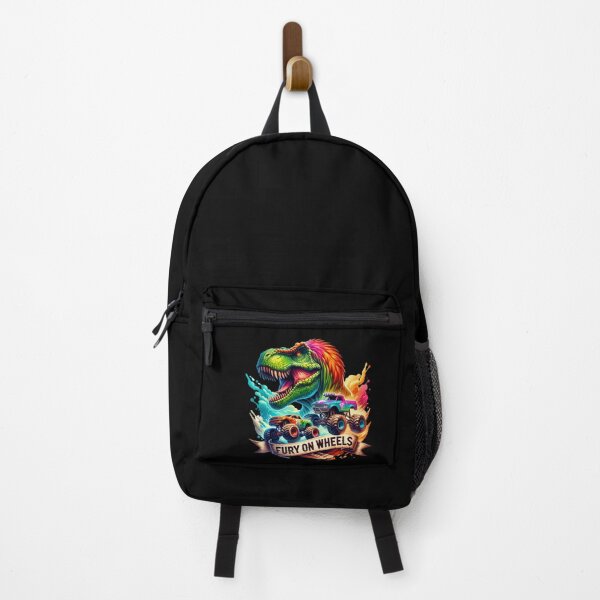 Item preview, Fury on Wheels – T-Rex Chasing Monster Trucks Artwork for Clothing & Accessories designed and sold by artedigital99.