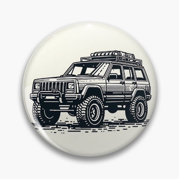 Item preview, Cherokee XJ 4x4 USA offroad Vintage old school vehicle  - black line art  designed and sold by Off-Road-Zone.