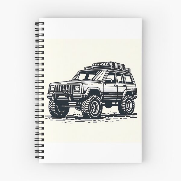 Item preview, Cherokee XJ 4x4 USA offroad Vintage old school vehicle  - black line art  designed and sold by Off-Road-Zone.