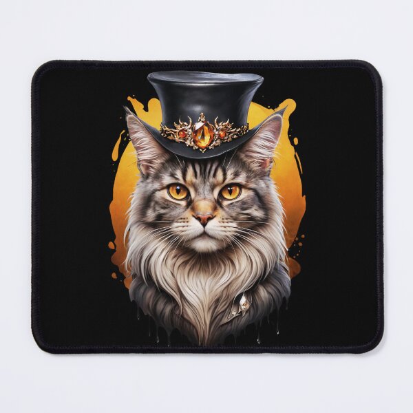 Item preview, A beautiful gray cat with yellow eyes and a hat made of amber designed and sold by CamillaCreation.