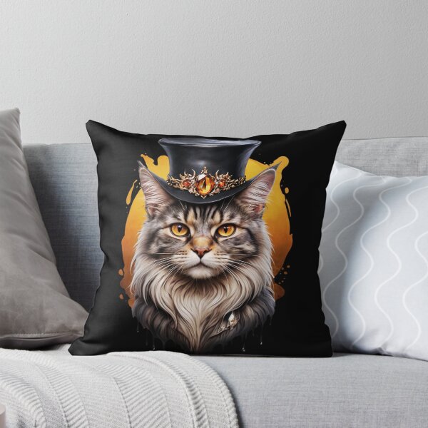 Item preview, A beautiful gray cat with yellow eyes and a hat made of amber designed and sold by CamillaCreation.