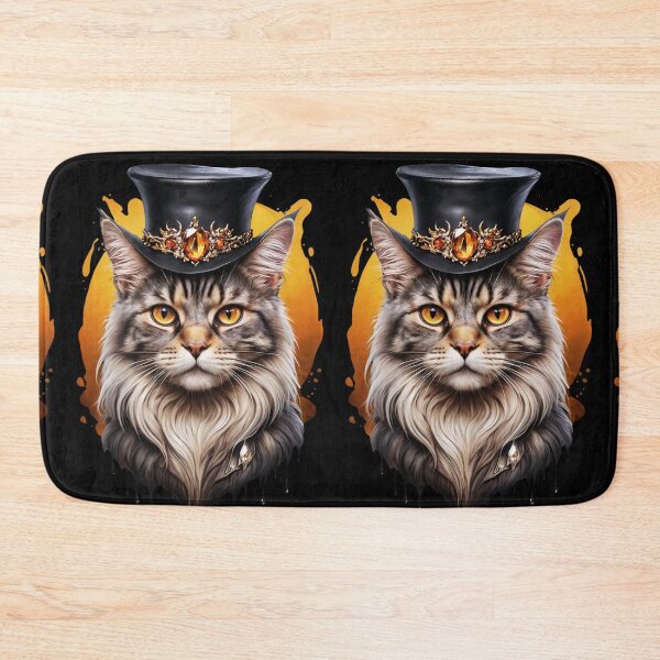 Item preview, A beautiful gray cat with yellow eyes and a hat made of amber designed and sold by CamillaCreation.