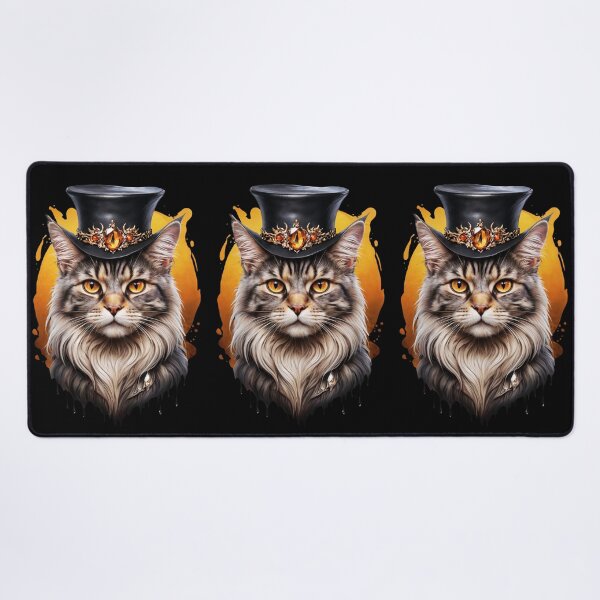 Item preview, A beautiful gray cat with yellow eyes and a hat made of amber designed and sold by CamillaCreation.
