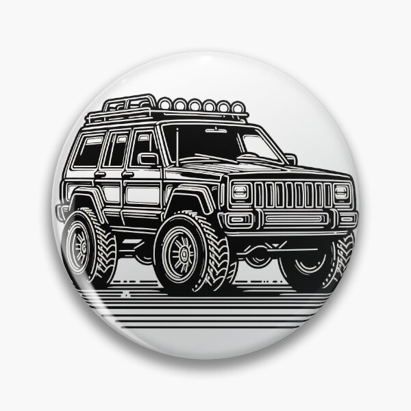 Item preview, Cherokee XJ 4x4 USA offroad Vintage old school vehicle  - black line art  designed and sold by Off-Road-Zone.