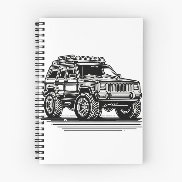 Item preview, Cherokee XJ 4x4 USA offroad Vintage old school vehicle  - black line art  designed and sold by Off-Road-Zone.