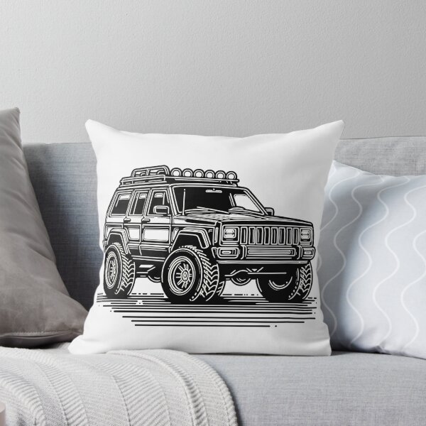 Item preview, Cherokee XJ 4x4 USA offroad Vintage old school vehicle  - black line art  designed and sold by Off-Road-Zone.