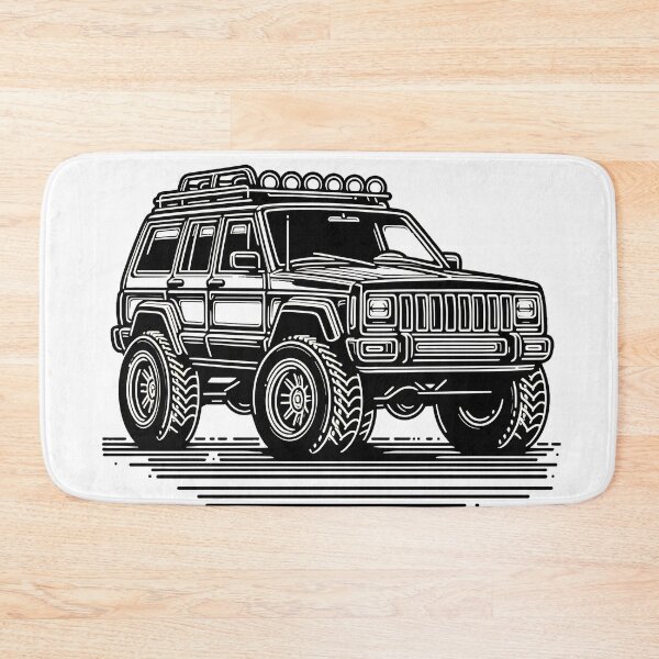 Item preview, Cherokee XJ 4x4 USA offroad Vintage old school vehicle  - black line art  designed and sold by Off-Road-Zone.