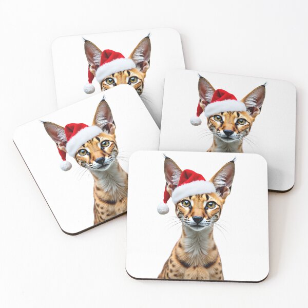 Item preview, Funny Serval Wearing Christmas Hat designed and sold by LazyOwlStore.